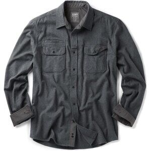 Mens Solid Grey Mood Cotton Flannel Shirt Long Sleeve Casual Outdoor Plaid